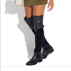 Shoedazzle Black Sivan Thigh-High Boot Size 10